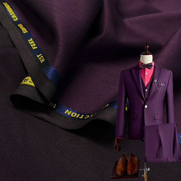 purple fine 100% natural pure wool cashmere fabric